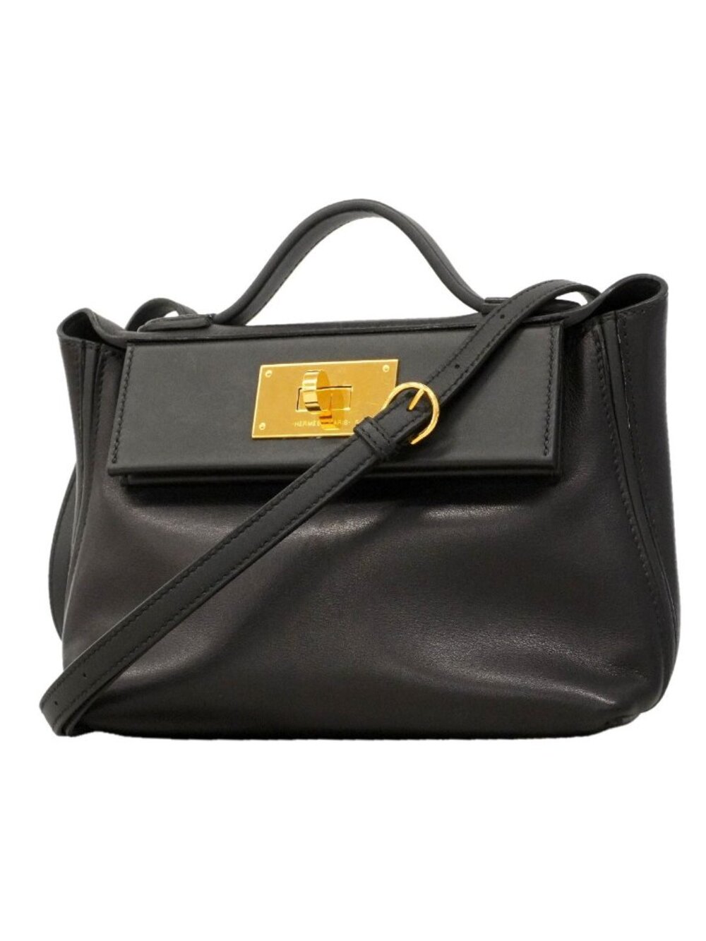 Hermes Handbag Sac Vanquatre 21 Swift Black Gold 2-Way Back